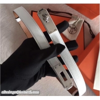 Luxury Hermes Width 20mm Epsom Calfskin Kelly Belt 706020 White/Silver