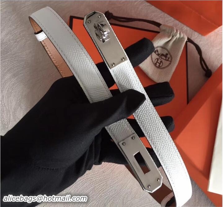 Luxury Hermes Width 20mm Epsom Calfskin Kelly Belt 706020 White/Silver