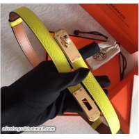 Trendy Design Hermes Width 20mm Epsom Calfskin Kelly Belt 706022 Yellow/Gold