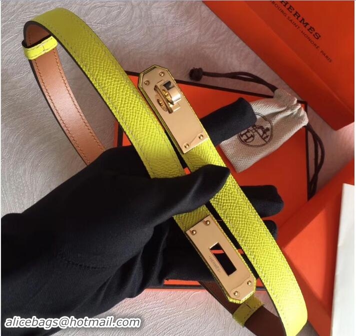 Trendy Design Hermes Width 20mm Epsom Calfskin Kelly Belt 706022 Yellow/Gold