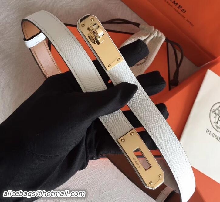 Top Grade Hermes Width 20mm Epsom Calfskin Kelly Belt 706022 White/Gold