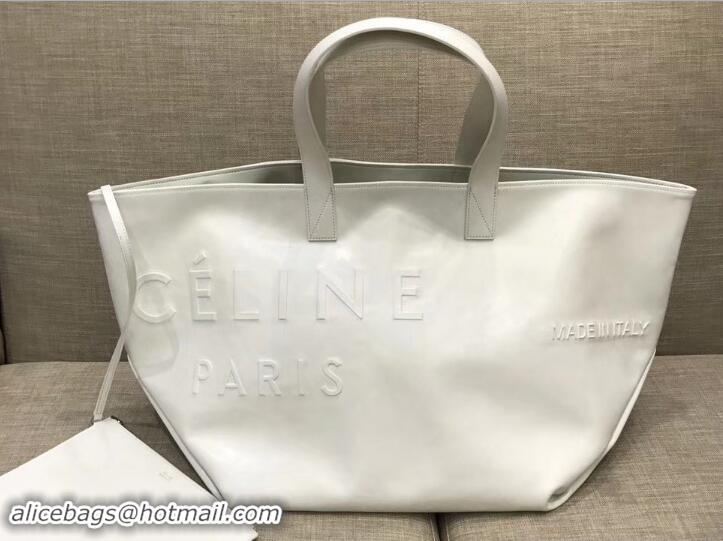 Good Quality Celine Logo Made In Medium Tote Bag in White Leather C80203 2018