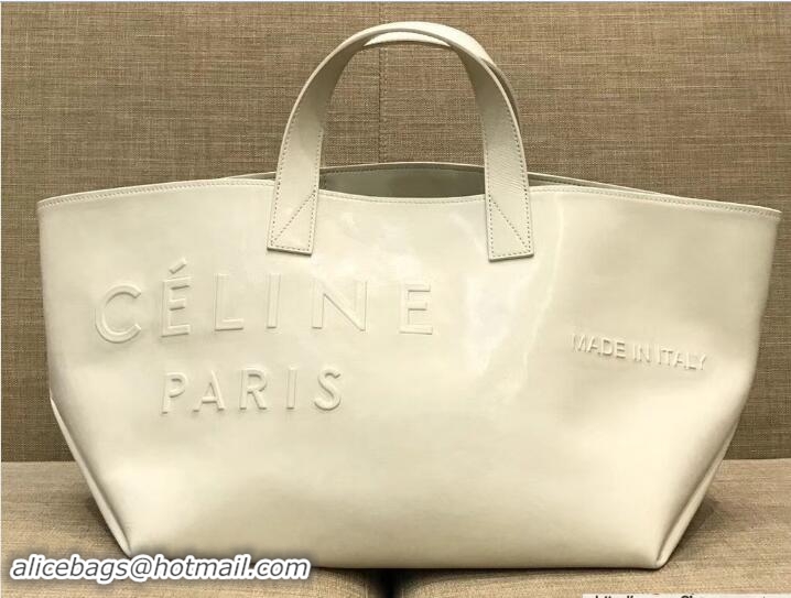 Best Price Celine Logo Made In Small Tote Bag in White Leather C80204 2018