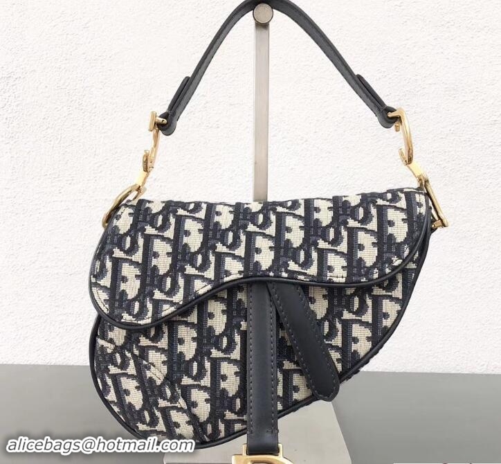 Unique Discount Dior Mini Saddle Bag In Blue Oblique Jacquard Canvas 800582 2018