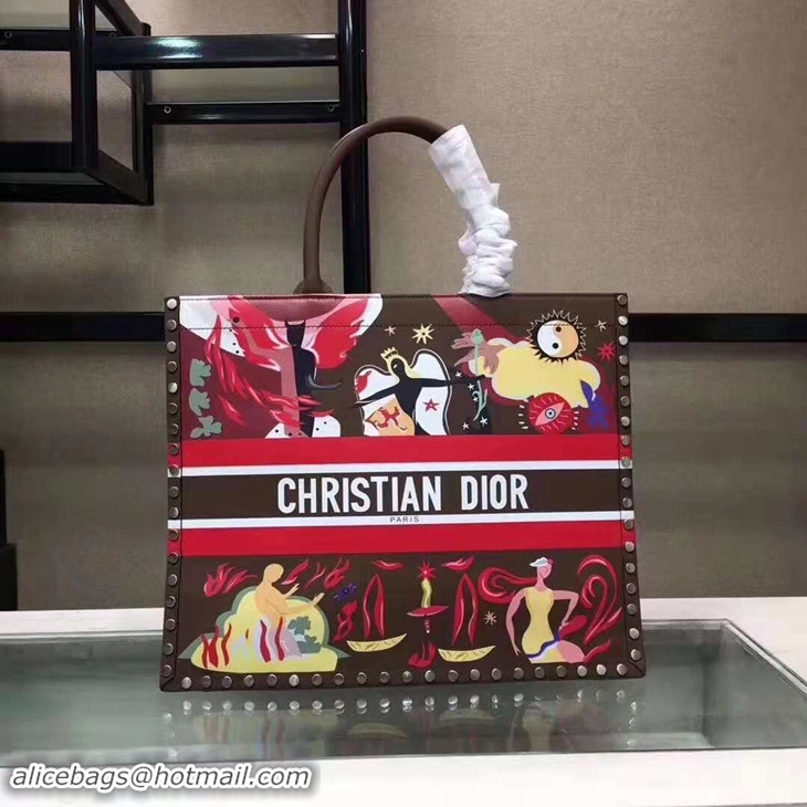 Top Quality Dior Book Tote Bag In Multi-Coloured Embroidered Canvas 800563 2018