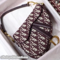 Promotion Dior Mini Saddle Bag in Oblique Jacquard Canvas Burgundy 101528 2018 Collection