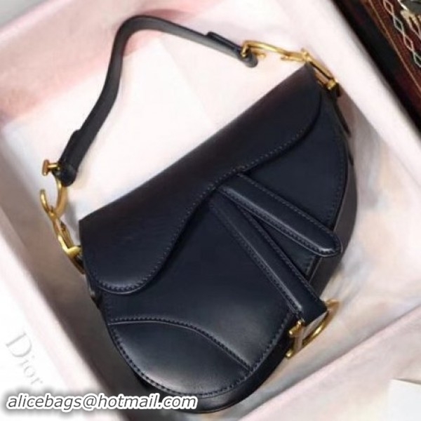 Design Cheap Dior Mini Saddle Bag in Navy Blue Calfskin 101522 2018 Collection