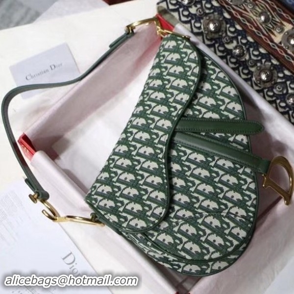 Affordable Price Dior Saddle Bag in Oblique Jacquard Canvas Green 101524 2018 Collection