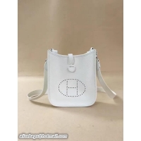 Top Quality Hermes Togo Leather Mini Evelyne Bag 327017 White