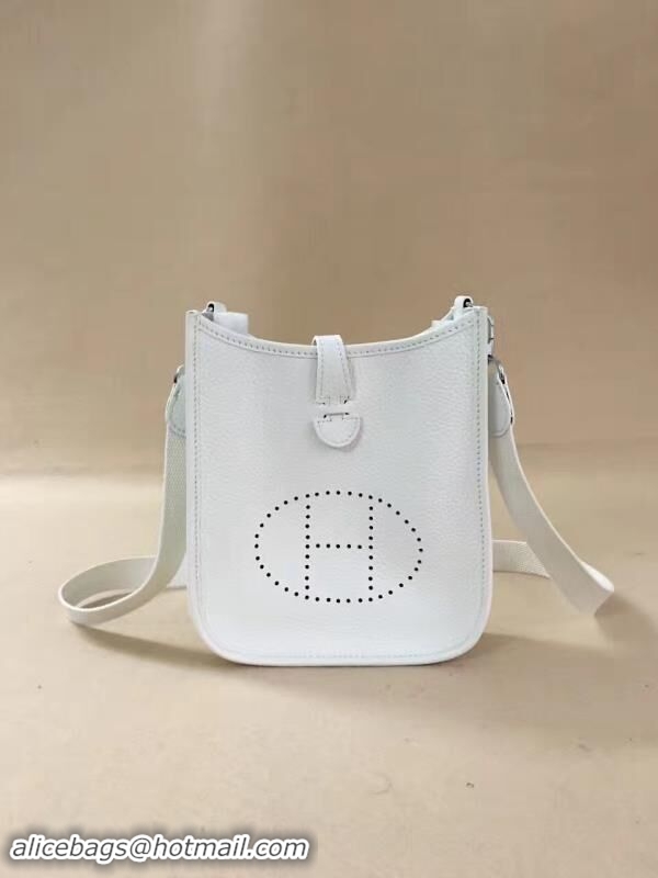 Top Quality Hermes Togo Leather Mini Evelyne Bag 327017 White