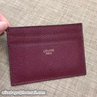 Sumptuous Celine Grained Leather Card Holder 110105 burgundy 2018 Collection