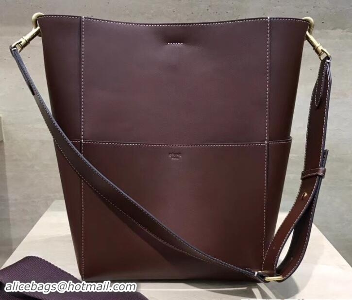 Shop Duplicate Celine Sangle Bucket Bag In Natural Calfskin 111801 Burgundy