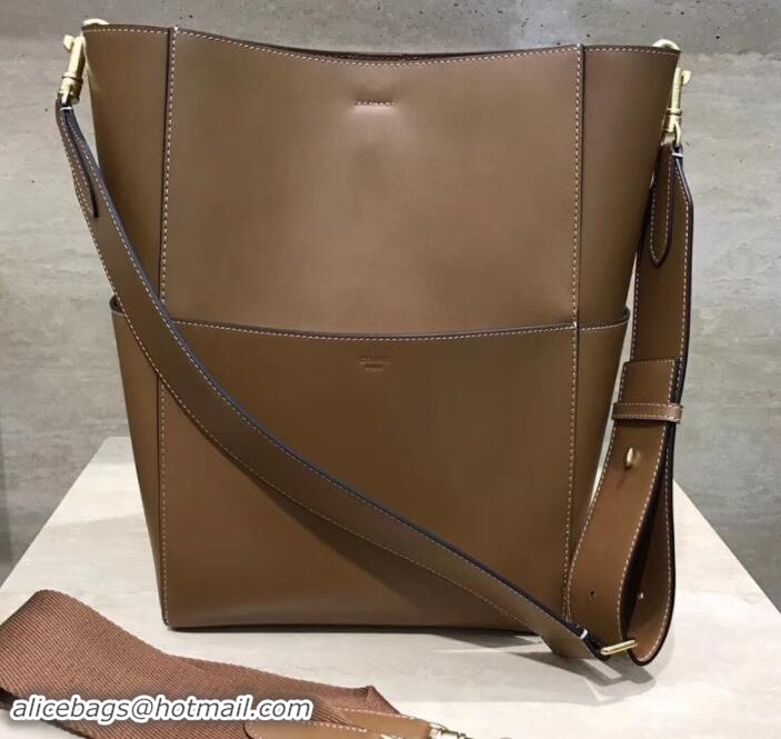 Luxury Cheap Celine Sangle Bucket Bag In Natural Calfskin 111801 Brown