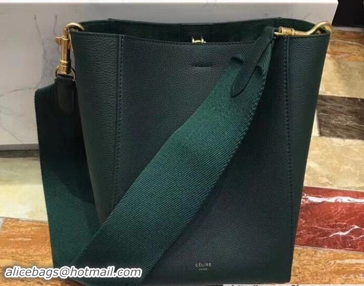 Good Looking Celine Sangle Small Bucket Bag In Soft Grained Calfskin 111802 Green