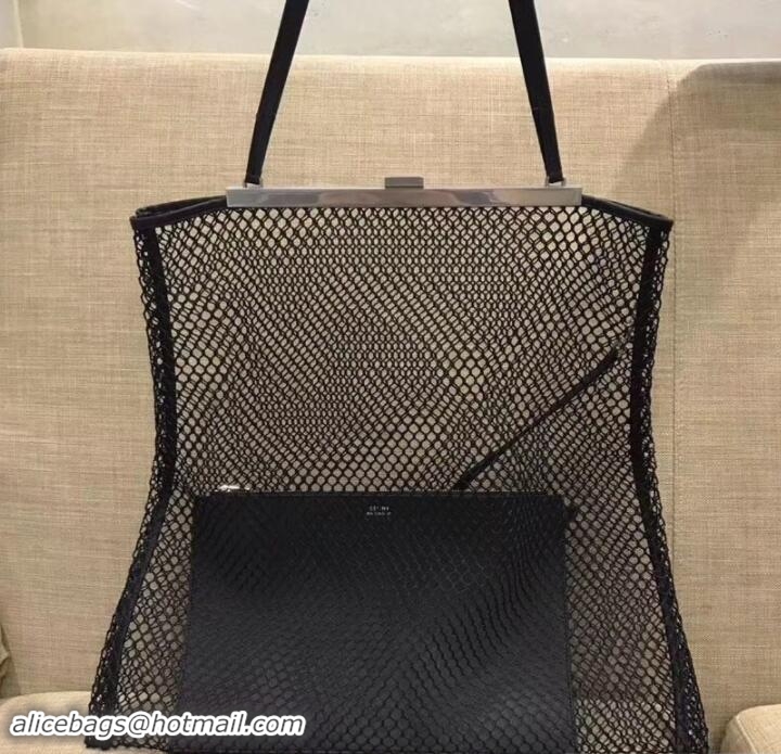 Good Looking Celin Mesh Clasp Tote with Pouch Bag 111814 Black