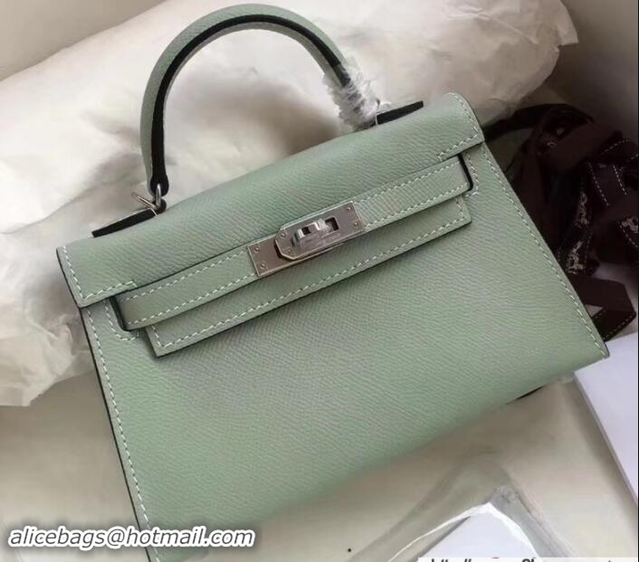 Unique Style Herme Kelly 20 Mini II Bag Original Epsom Leather 110505 Pale Green