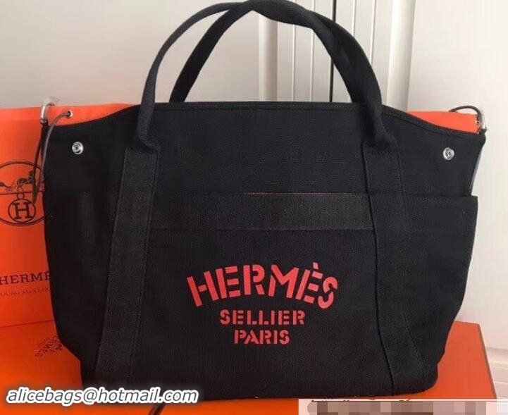 Sumptuous Hermes Fourre-Tout Du Vintage Cavalier Canvas Tote Bag 110501 Black 2018