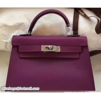 Crafted Herme Kelly 20 Mini II Bag Original Epsom Leather 110505 Purple