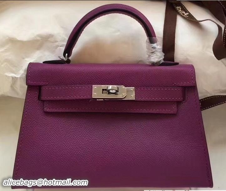 Crafted Herme Kelly 20 Mini II Bag Original Epsom Leather 110505 Purple