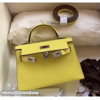 Stylish Herme Kelly 20 Mini II Bag Original Epsom Leather 110505 Yellow