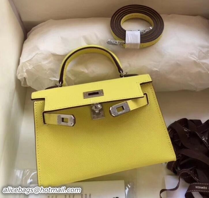 Stylish Herme Kelly 20 Mini II Bag Original Epsom Leather 110505 Yellow