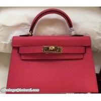 Perfect Herme Kelly 20 Mini II Bag Original Epsom Leather 110505 Fuchsia