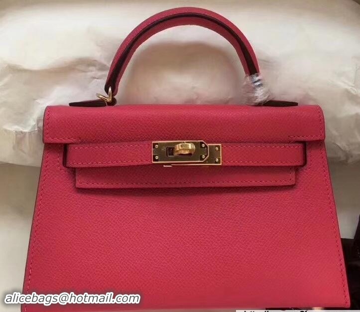 Perfect Herme Kelly 20 Mini II Bag Original Epsom Leather 110505 Fuchsia