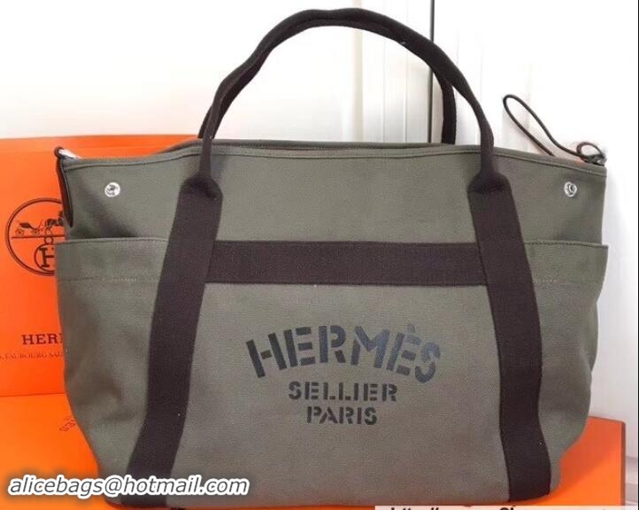 Luxury Hermes Fourre-Tout Du Vintage Cavalier Canvas Tote Bag 110501 Gray 2018