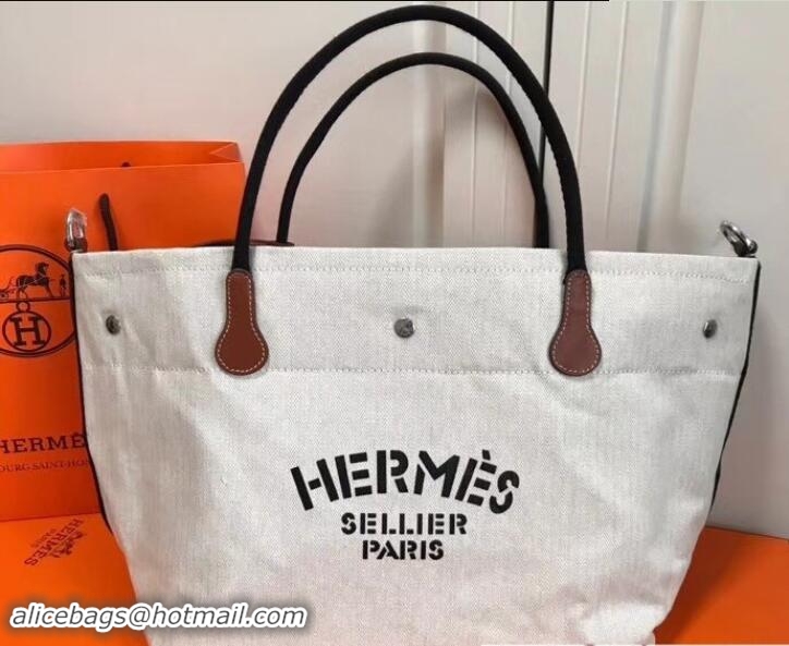 Discount Fashion Hermes Fourre-Tout Du Vintage Cavalier Canvas Tote Bag 110501 Off White 2018