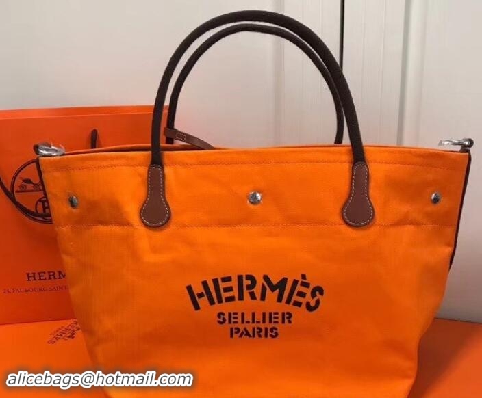 Discount Hermes Fourre-Tout Du Vintage Cavalier Canvas Tote Bag 110501 Orange 2018