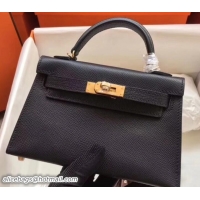 Best Price Herme Kelly 20 Mini II Bag Original Epsom Leather 110505 Black