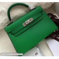 Stylish Herme Kelly 20 Mini II Bag Original Epsom Leather 110505 Green