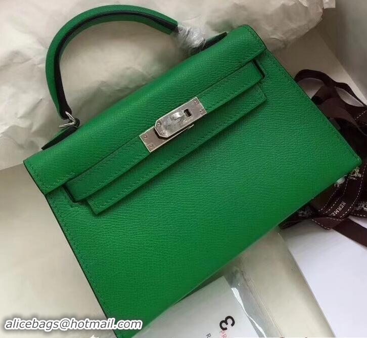 Stylish Herme Kelly 20 Mini II Bag Original Epsom Leather 110505 Green