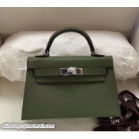 Hot Style Herme Kelly 20 Mini II Bag Original Epsom Leather 110505 Army Green