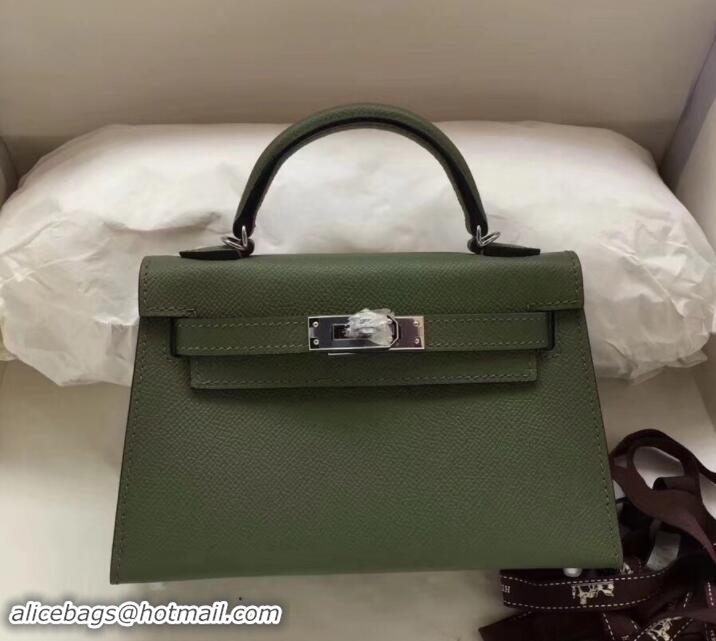 Hot Style Herme Kelly 20 Mini II Bag Original Epsom Leather 110505 Army Green