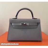 Charming Herme Kelly 20 Mini II Bag Original Epsom Leather 110505 Light Gray