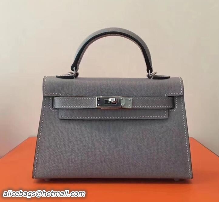 Charming Herme Kelly 20 Mini II Bag Original Epsom Leather 110505 Light Gray