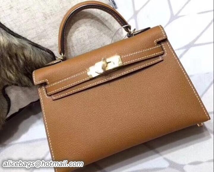 Fashion Herme Kelly 20 Mini II Bag Original Epsom Leather 110505 Brown