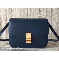 Purchase Celine Classic Box Flap Shoulder Bag in Epi Leather 122501 Dark Blue 2018