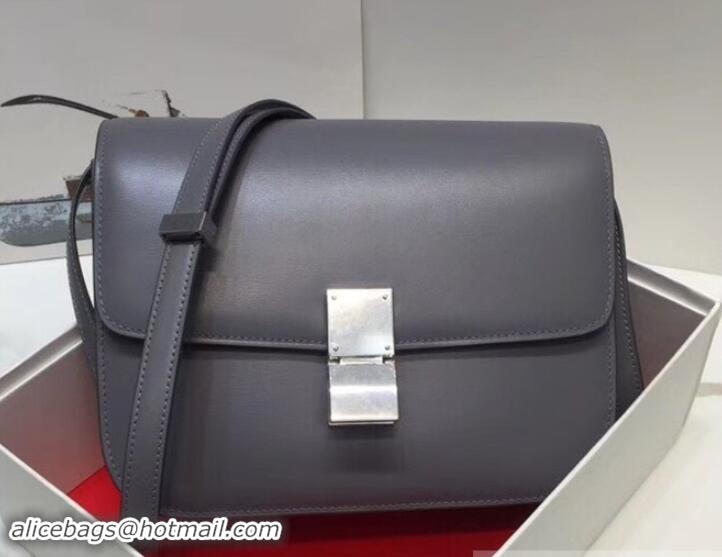 Enough Celine Classic Box Flap Shoulder Bag 122502 Lead Grey 2018