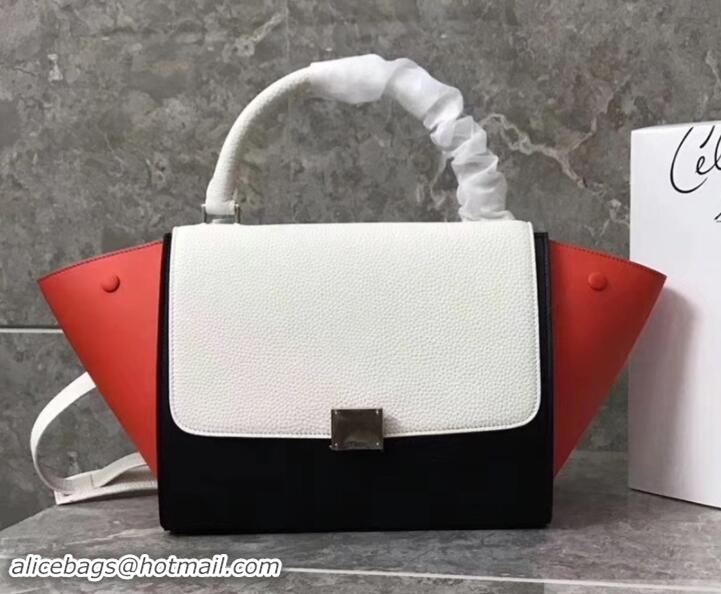 Popular Style Celine Tricolor smooth Calfskin Trapeze small Bag 122506 black/white/red