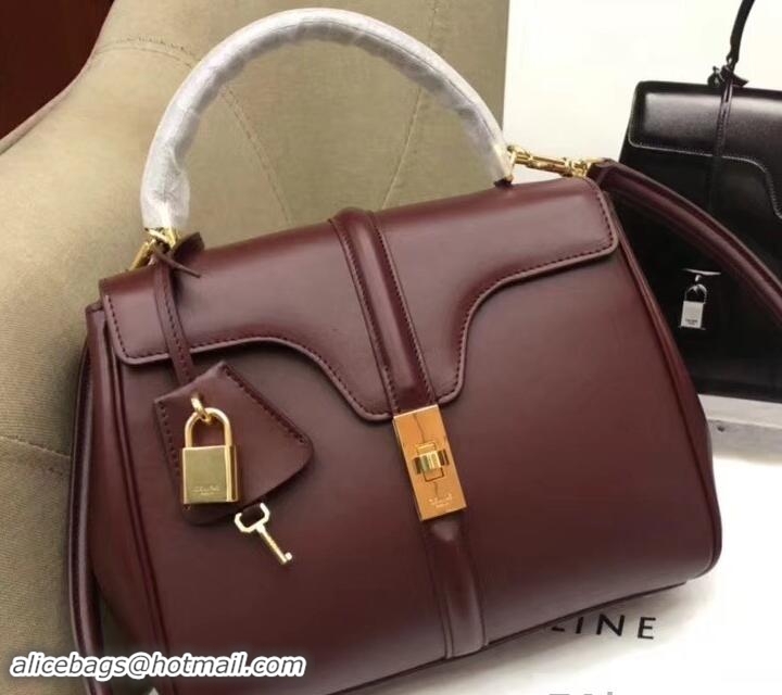 Trendy Design Celine Calfskin Small 16 Bag Burgundy 188003/188004 2019