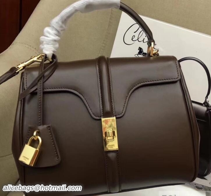 Good Product Celine Calfskin Small 16 Bag Coffee 188003/188004 2019