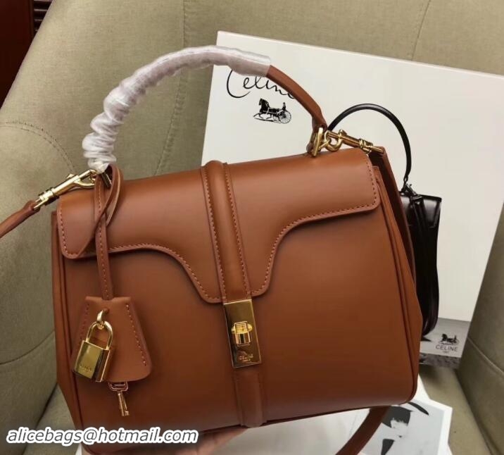 Durable Celine Calfskin Small 16 Bag Brown 188003/188004 2019