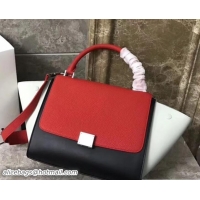 Best Grade Celine Tricolor grained Calfskin Trapeze small Bag 122506 black/white/red