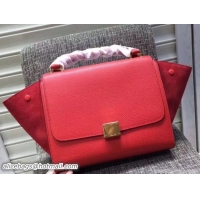 Shop Duplicate Celine grained Calfskin/suede Trapeze small Bag 122505 red