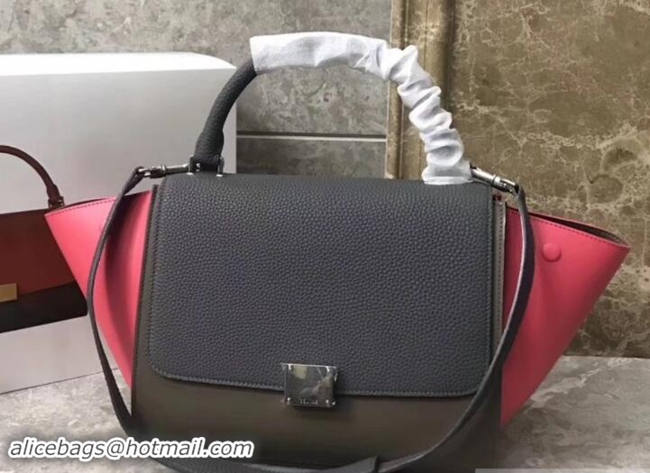 Unique Style Celine Tricolor grained Calfskin Trapeze small Bag 122506 red/gray