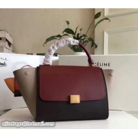 Perfect Celine Tricolor Elephant Calfskin Trapeze small Bag 122506 black/burgundy/black