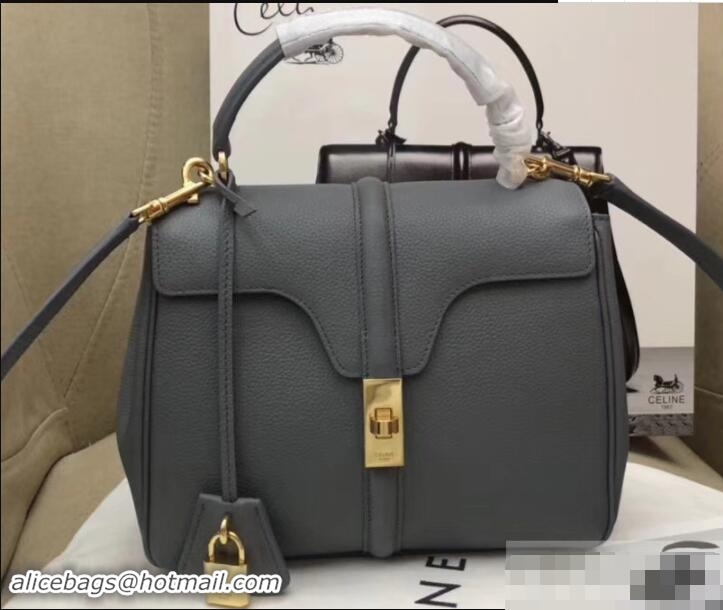 Discount Celine Calfskin Small 16 Bag Grained Gray 188003/188004 2019