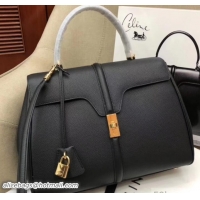 Shop Duplicate Celine Calfskin Medium 16 Bag Grained Black 187373/187374 2019